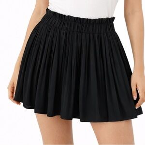 ZARA Black Pleated A-Line Paperbag Waist Flowy Mini Skirt Size XS